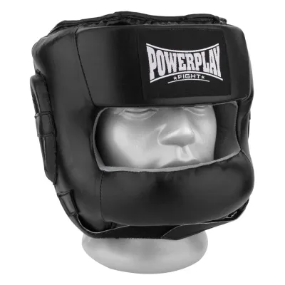 Боксерський шолом тренувальний PowerPlay 3067 з бампером PU + Amara M Чорний (PP_3067_M_Black)