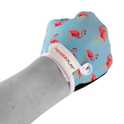 Велорукавички PowerPlay 001 Фламінго 2XS Блакитні (001_Blue_Flamingo_2XS)