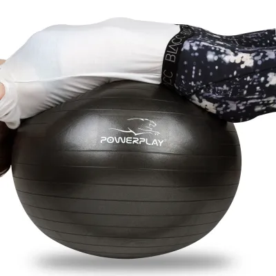 Мяч для фітнесу PowerPlay 4001 65 см Чорний + насос Мяч для фітнесу PowerPlay 4001 65 см Чорний + насос