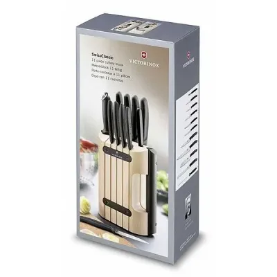 Набор кухонных ножей и подставки Victorinox Swiss Classic Cutlery Block 12 предметов Черные (6.7153.11)