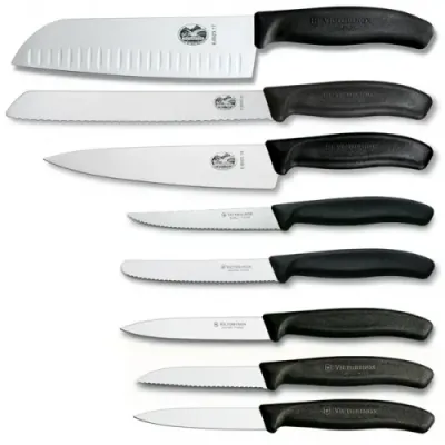 Набор кухонных ножей и подставки Victorinox Swiss Classic Cutlery Block 9 предметов Черные (6.7173.8)