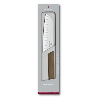 Кухонный нож Victorinox Swiss Modern Santoku 17 см Орех (6.9050.17KG) Кухонный нож Victorinox Swiss Modern Santoku 17 см Орех (6.9050.17KG)