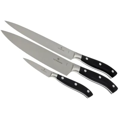 Набор кухонных кованых ножей Victorinox Forged Сhef's Grand Maitre 3 шт Черные (7.7243.3) Набор кухонных кованых ножей Victorinox Forged Сhef's Grand Maitre 3 шт Черные (7.7243.3)