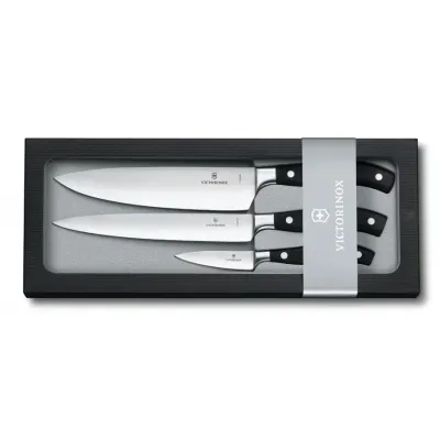 Набор кухонных кованых ножей Victorinox Forged Сhef's Grand Maitre 3 шт Черные (7.7243.3)