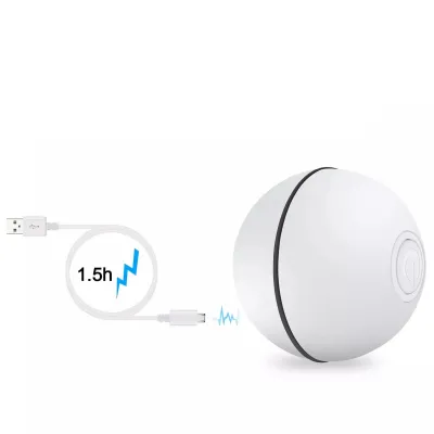 Игрушка для кошки Sundy USB smart мяч-шарик с хаотичным движением и излучаемой красной точкой Белый (301)