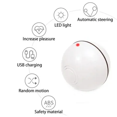 Игрушка для кошки Sundy USB smart мяч-шарик с хаотичным движением и излучаемой красной точкой Белый (301)