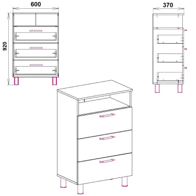 Комод 3 Компанит дуб сонома