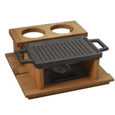 Тарелка порционная на деревяной подставке Lava Hot plate 22х15 см Черный LV ECO HP 2215 T13 K44