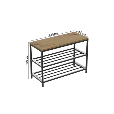 Банкетка універсальна Ferrum-decor Слайм 45x63x26 чорний ДСП Дуб Артізан 16мм (XK00003)