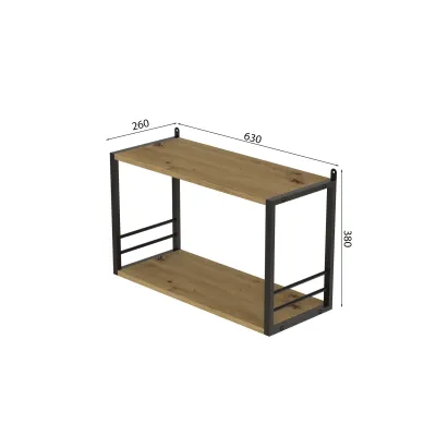 Книжная полка универсальная Ferrum-decor Стим 1 38x63x26 черный ДСП Дуб Артизан 16мм (XK00021)