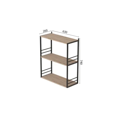 Книжная полка универсальная Ferrum-decor Стим 2 74x63x26 черный ДСП Дуб Сан-Марино 16мм (XK00038)