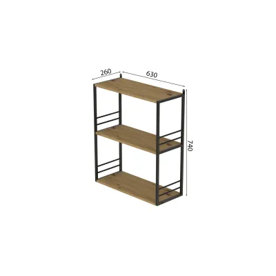 Книжная полка универсальная Ferrum-decor Стим 2 74x63x26 черный ДСП Дуб Артизан 16мм (XK00039)