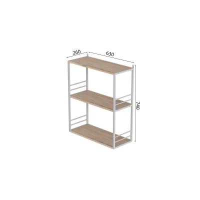 Книжкова полиця універсальна Ferrum-decor Стім 2 74x63x26 білий ДСП Дуб Сан-Маріно 16мм (XK00044)