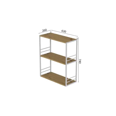 Книжкова полиця універсальна Ferrum-decor Стім 2 74x63x26 білий ДСП Дуб Артізан 16мм (XK00045)