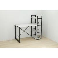 Письмовий стіл Ferrum-decor Конект з етажеркою 75x120x60 см Чорний з білим (XK00181) Письмовий стіл Ferrum-decor Конект з етажеркою 75x120x60 см Чорний з білим (XK00181)