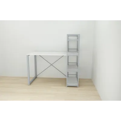 Письмовий стіл Ferrum-decor Конект з етажеркою 75x120x60 см Біло-сірий (XK00193) Письмовий стіл Ferrum-decor Конект з етажеркою 75x120x60 см Біло-сірий (XK00193)
