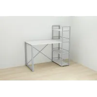 Письмовий стіл Ferrum-decor Конект з етажеркою 75x120x60 см Біло-сірий (XK00193) Письмовий стіл Ferrum-decor Конект з етажеркою 75x120x60 см Біло-сірий (XK00193)