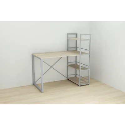 Письмовий стіл Ferrum-decor Конект з етажеркою 75x120x60 см Дуб + сірий (XK00196) Письмовий стіл Ferrum-decor Конект з етажеркою 75x120x60 см Дуб + сірий (XK00196)