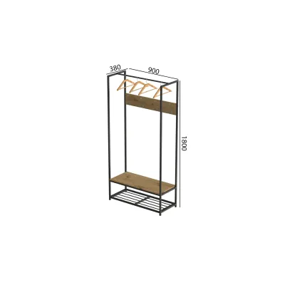 Вешалка напольная модульная Ferrum-decor Трелис 13 180x90x38 черный ДСП Дуб Артизан 16мм (XK00291)