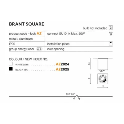 Точковий світильник AZzardo BRANT SQUARE (AZ2824)