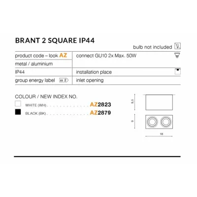 Точковий світильник AZzardo BRANT 2 SQUARE (AZ2823)