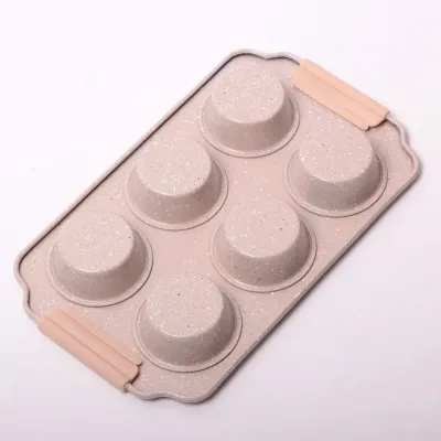 Форма-планшет для выпечки кексов Kamille Marble 30 х 18 см 6 ячеек Бежевый Форма-планшет для выпечки кексов Kamille Marble 30 х 18 см 6 ячеек Бежевый