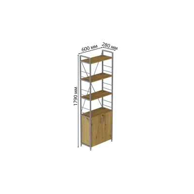 Етажерка 4/60 Ferrum-decor Серії Конект із тумбою 179x60x28 Сірий ДСП Дуб Артізан (FD1082)