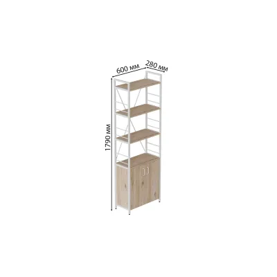 Етажерка 4/60 Ferrum-decor Серії Конект із тумбою 179x60x28 Білий ДСП Дуб Сан-Маріно (FD1071)