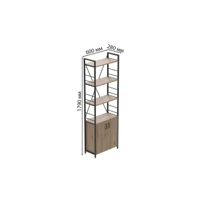 Этажерка 4/60 Ferrum-decor Серии Конект с тумбой 179x60x28 Черный ДСП Дуб Сан-Марино (FD1064)