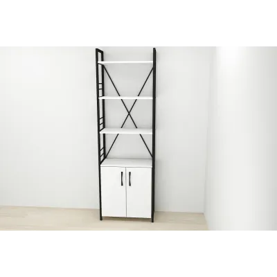 Етажерка 4/60 Ferrum-decor Серії Конект із тумбою 179x60x28 Чорний ДСП Біле (FD1063)