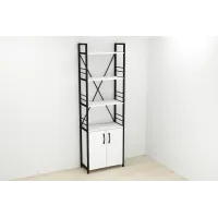 Етажерка 4/60 Ferrum-decor Серії Конект із тумбою 179x60x28 Чорний ДСП Біле (FD1063)