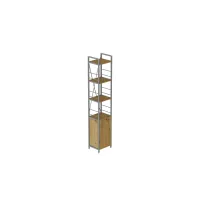 Этажерка 4/34 Ferrum-decor Серии Конект с тумбой 179x34x28 Серый ДСП Дуб Артизан (FD1061)