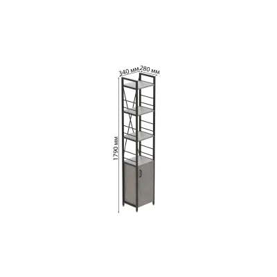 Етажерка 4/34 Ferrum-decor Серії Конект з тумбою 179x34x28 Чорний ДСП Бетон (FD1048)