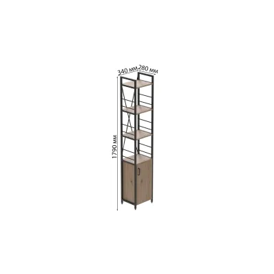 Етажерка 4/34 Ferrum-decor Серії Конект з тумбою 179x34x28 Чорний ДСП Дуб Сан-Марино (FD1043)
