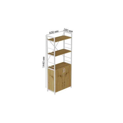 Етажерка 3/60 Ferrum-decor Серії Конект із тумбою 144x60x28 Сірий ДСП Дуб Артізан (FD1040)