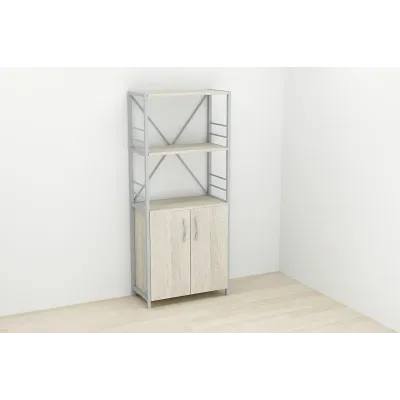 Этажерка 3/60 Ferrum-decor Серии Конект с тумбой 144x60x28 Серый ДСП Сонома (FD1038) Этажерка 3/60 Ferrum-decor Серии Конект с тумбой 144x60x28 Серый ДСП Сонома (FD1038)