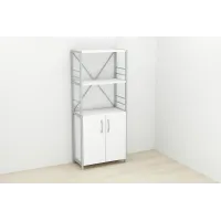 Етажерка 3/60 Ferrum-decor Серії Конект із тумбою 144x60x28 Сірий ДСП Біле (FD1035)