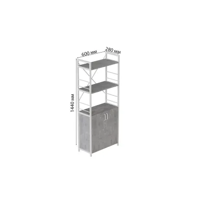 Етажерка 3/60 Ferrum-decor Серії Конект із тумбою 144x60x28 Білий ДСП Бетон (FD1034)