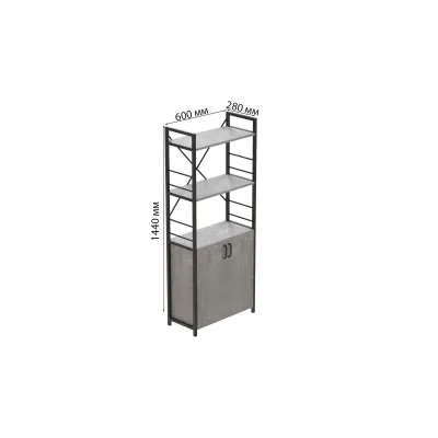 Етажерка 3/60 Ferrum-decor Серії Конект з тумбою 144x60x28 Чорний ДСП Бетон (FD1027)