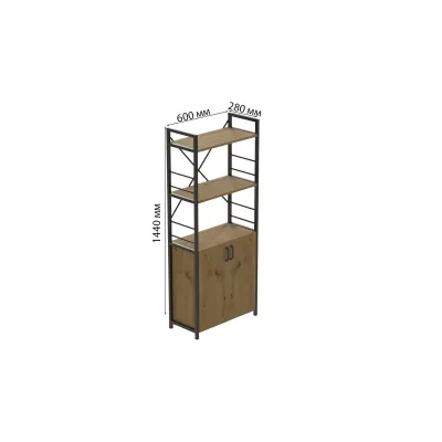 Етажерка 3/60 Ferrum-decor Серії Конект з тумбою 144x60x28 Чорний ДСП Дуб Артізан (FD1026)