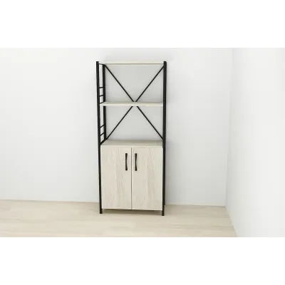 Етажерка 3/60 Ferrum-decor Серії Конект із тумбою 144x60x28 Чорний ДСП Сонома (FD1024)