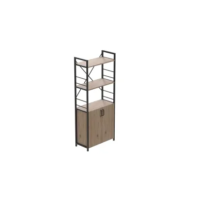 Етажерка 3/60 Ferrum-decor Серії Конект з тумбою 144x60x28 Чорний ДСП Дуб Сан-Маріно (FD1022)