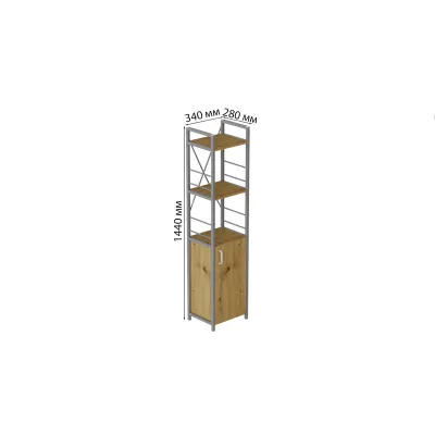Етажерка 3/34 Ferrum-decor Серії Конект з тумбою 144x34x28 Сірий ДСП Дуб Артізан (FD1019)