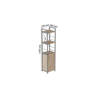 Етажерка 3/34 Ferrum-decor Серії Конект із тумбою 144x34x28 Сірий ДСП Дуб Сан-Маріно (FD1015)