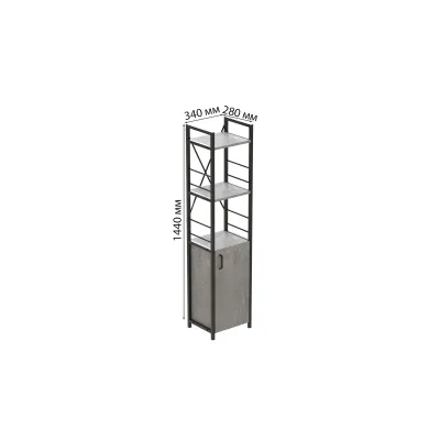 Етажерка 3/34 Ferrum-decor Серії Конект з тумбою 144x34x28 Чорний ДСП Бетон (FD1006)