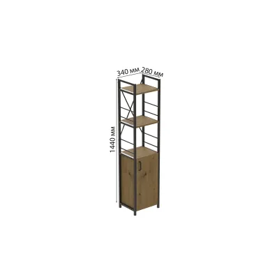 Етажерка 3/34 Ferrum-decor Серії Конект з тумбою 144x34x28 Чорний ДСП Дуб Артізан (FD1005)