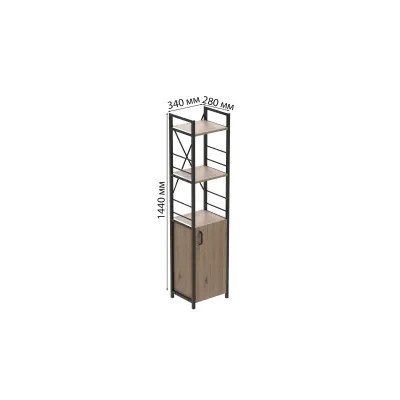 Етажерка 3/34 Ferrum-decor Серії Конект з тумбою 144x34x28 Чорний ДСП Дуб Сан-Маріно (FD1001)