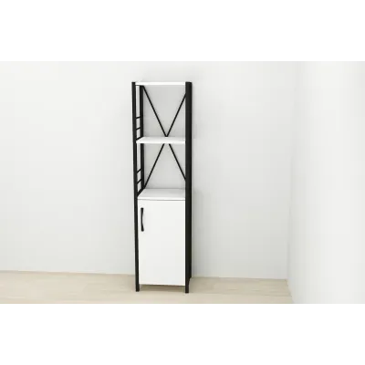Етажерка 3/34 Ferrum-decor Серії Конект із тумбою 144x34x28 Чорний ДСП Біле (FD1000)