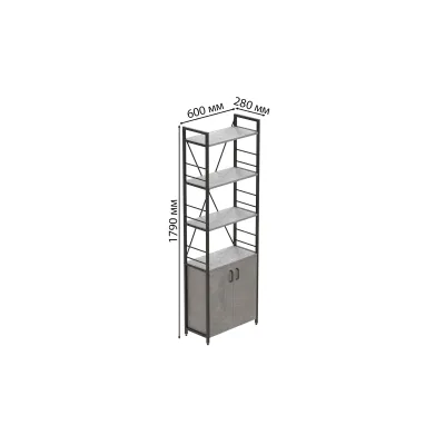 Етажерка 4/60 Ferrum-decor Серії Конект із тумбою 179x60x28 Сірий ДСП Бетон (FD1083)