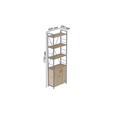 Етажерка 4/60 Ferrum-decor Серії Конект із тумбою 179x60x28 Сірий ДСП Дуб Сан-Маріно (FD1078)